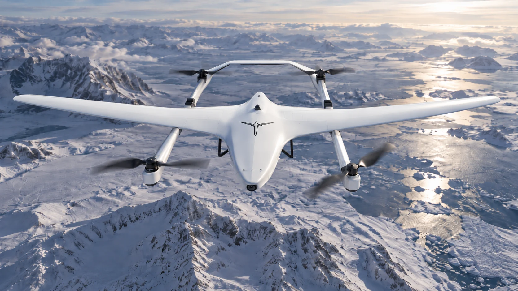 Drone over arctic peaks